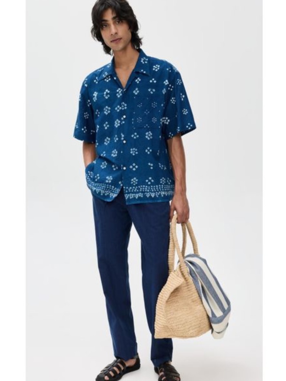 Kardo Indigo-Dyed Roy Kahdi Drawstring Lightweight Pull-On Pants Blue size XL